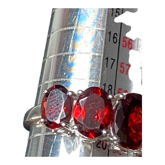 Garnet Ring Size 9 5 Oval Stones 9 Carats Jewelry Sterling Silver Stamped 925 Po - Picture 13 of 13